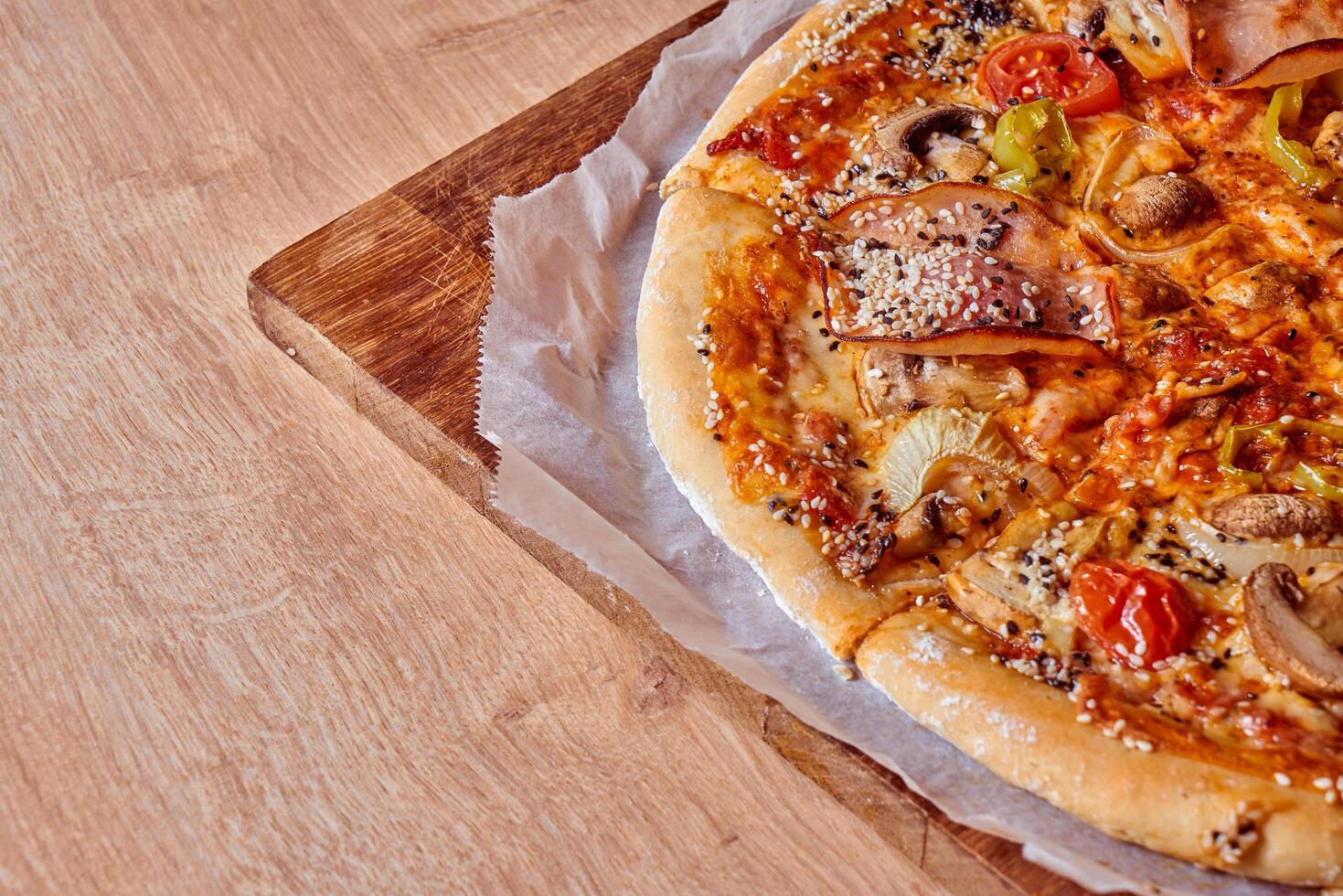 home made vegetarian pizza photo