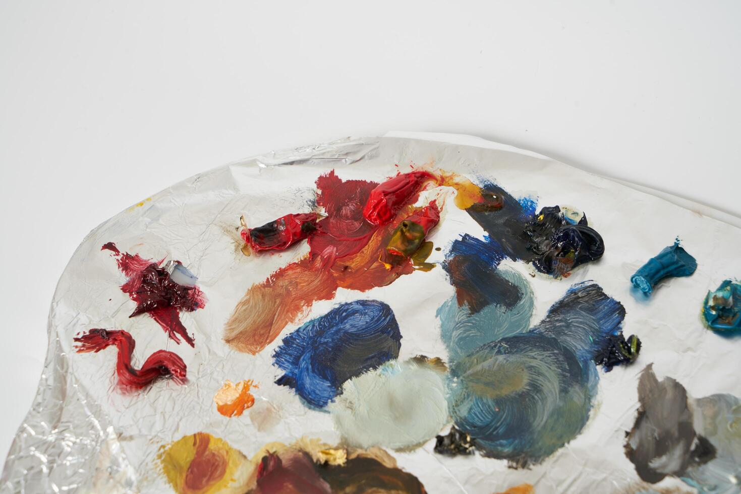 Oil paint on painters palette photo