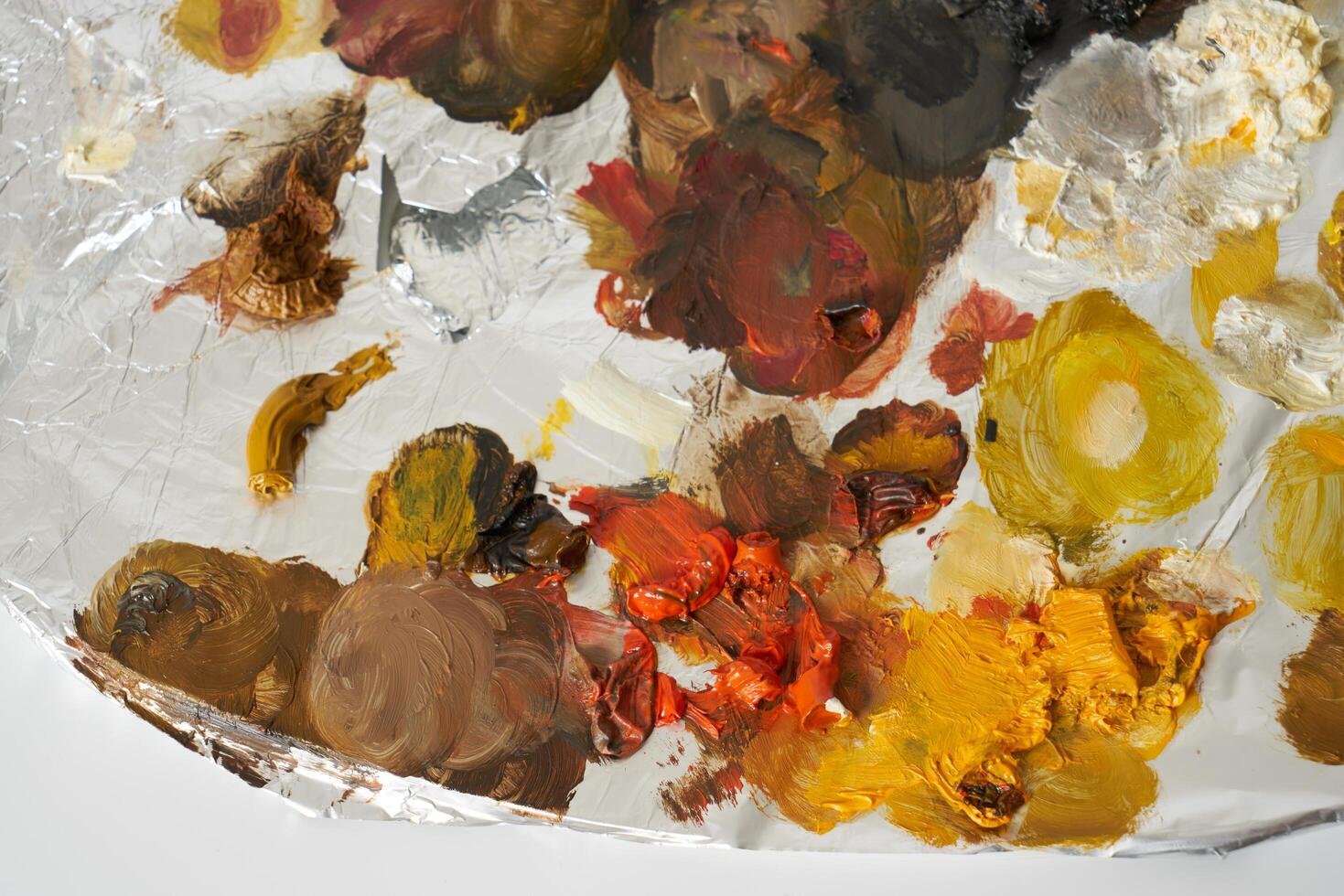 Oil paint on painters palette photo
