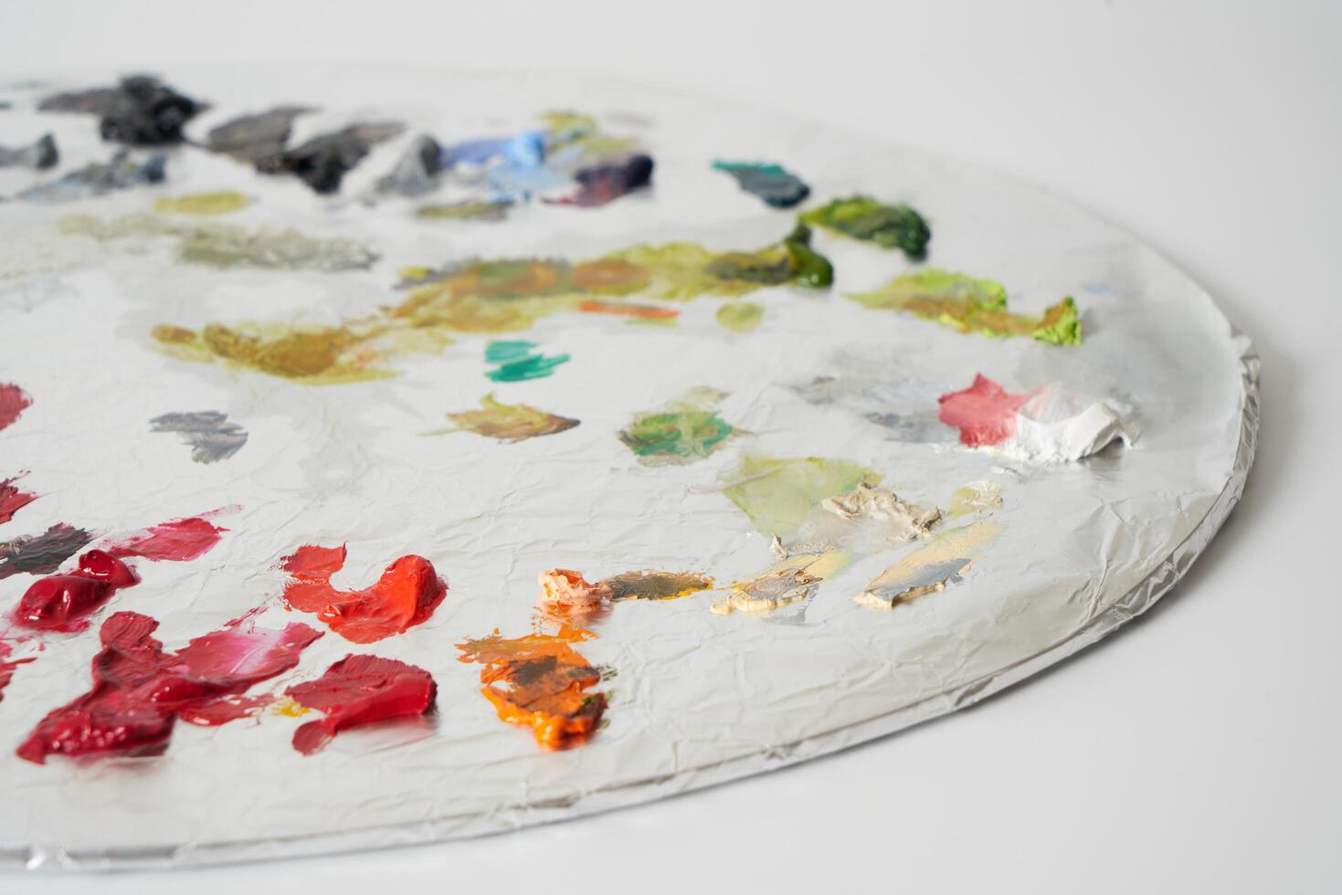 Oil paint on painters palette photo