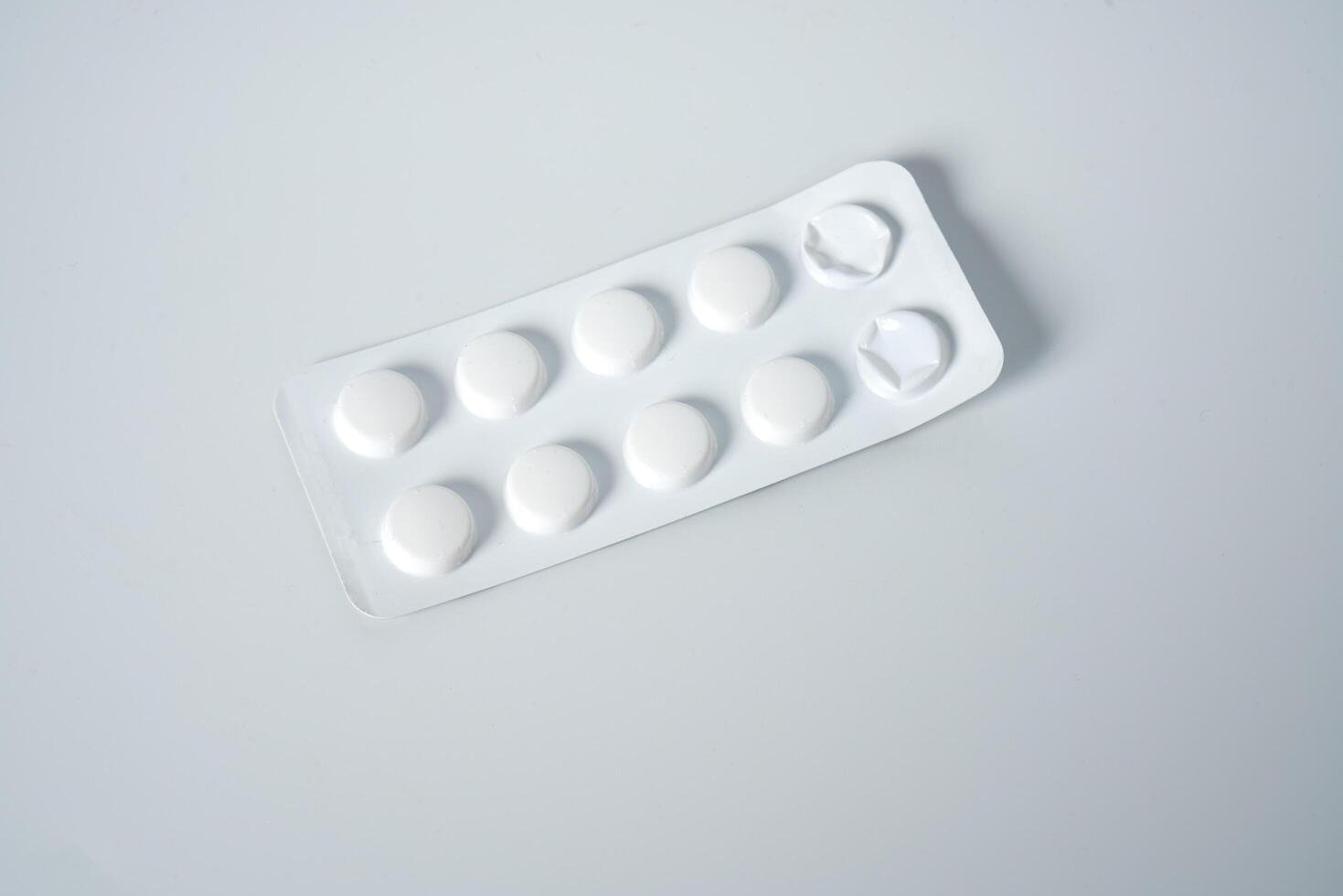 Painkillers on white background photo