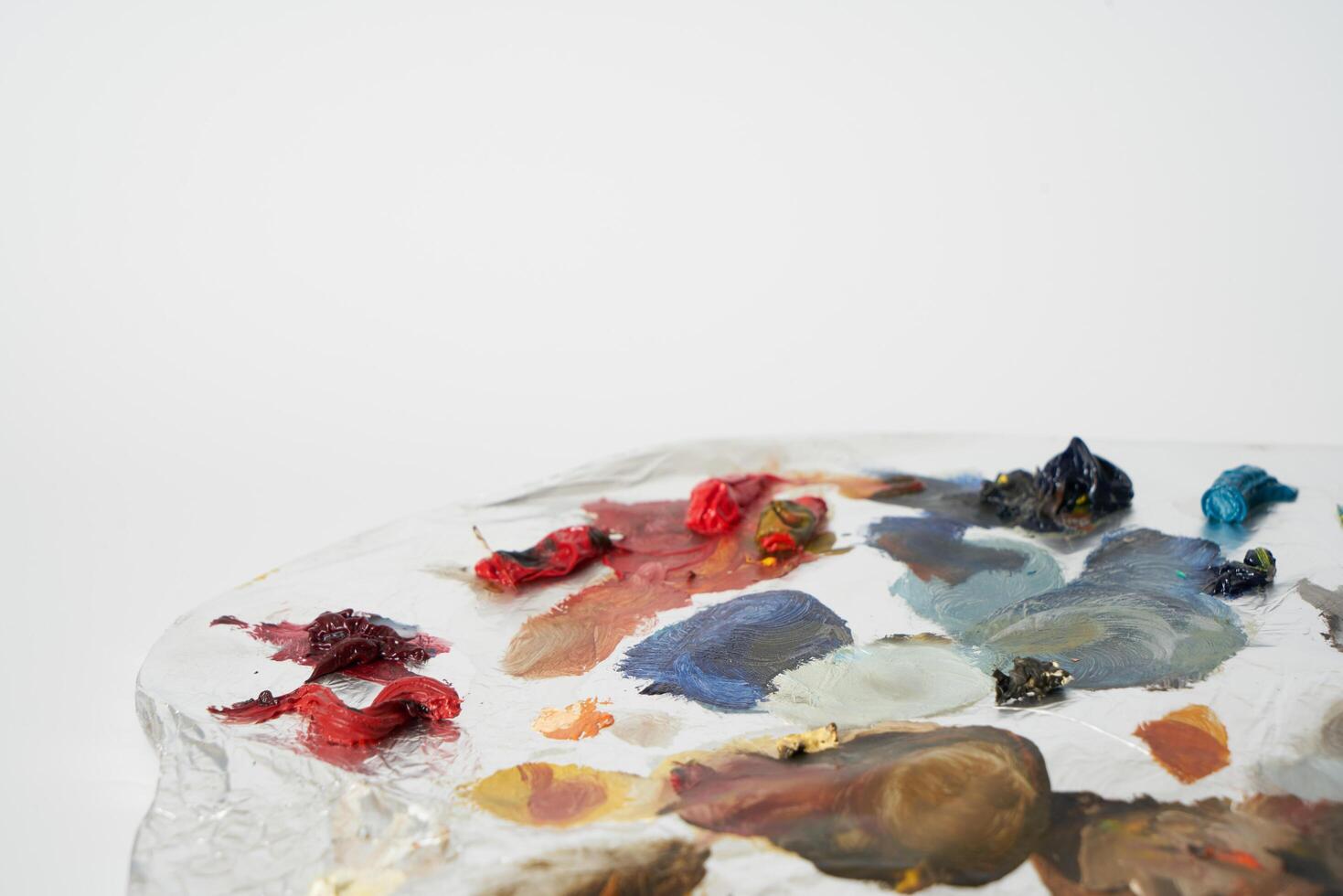 Oil paint on painters palette photo