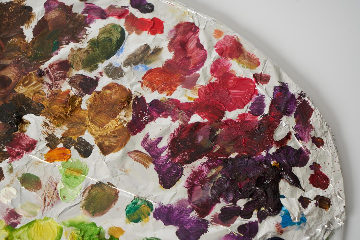 Oil paint on painters palette photo