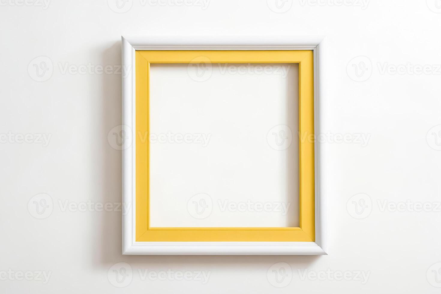 Yellow and White Frame on a White Wall photo
