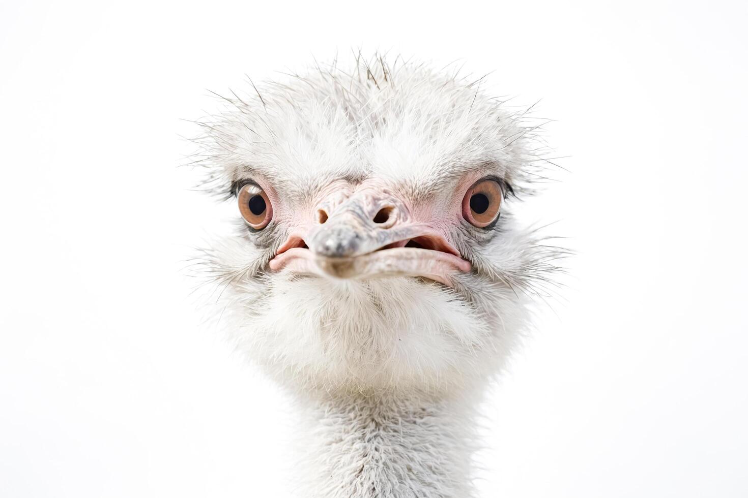 Close Up of Ostrich Head with White Background photo