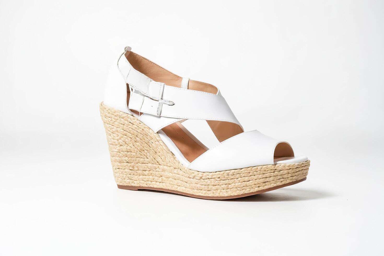 White Espadrille Wedge Sandal photo