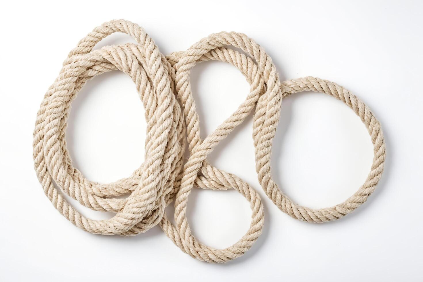 Close up of natural rope with two loops photo