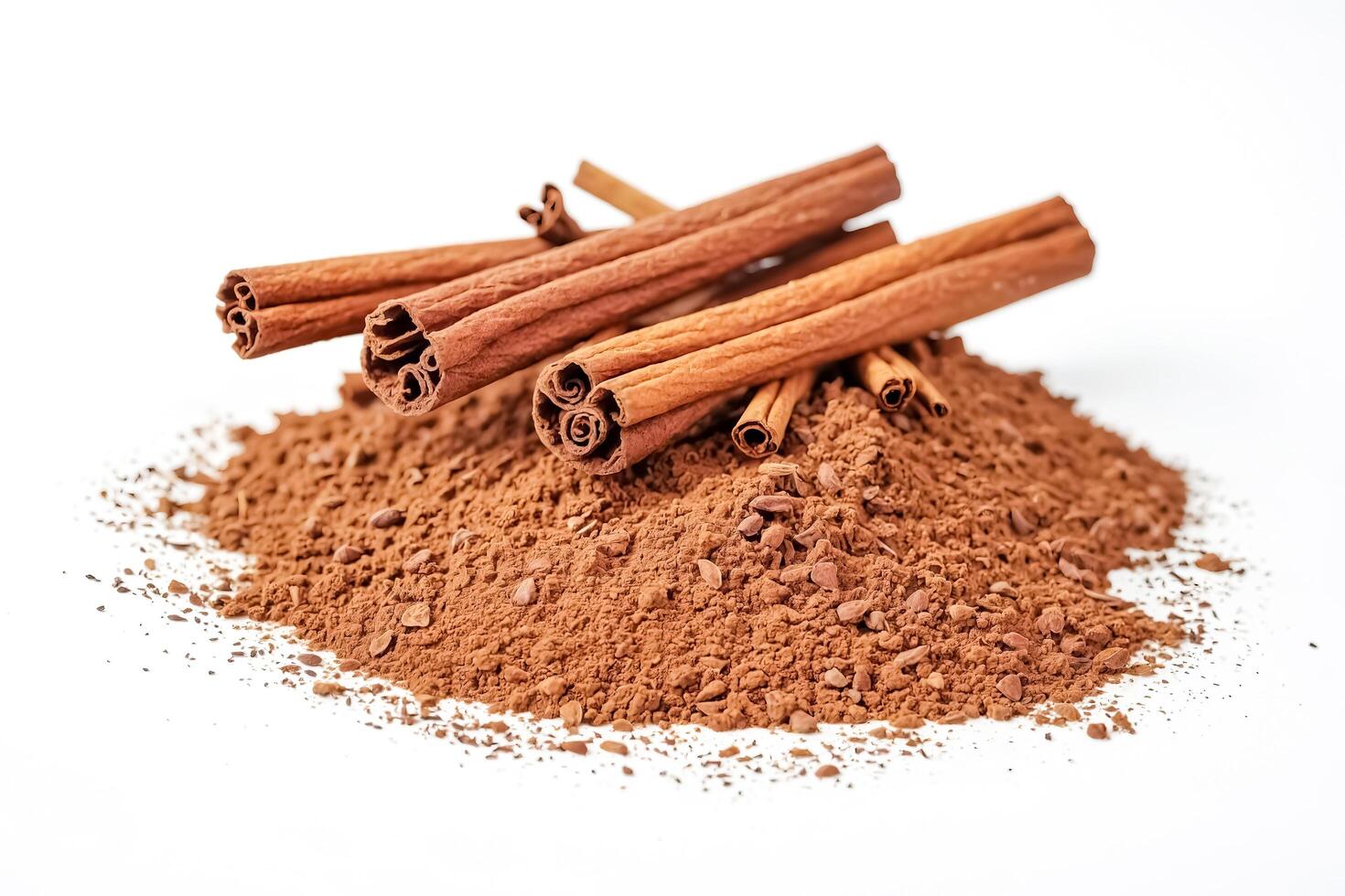 Closeup of Cinnamon Sticks and Ground Cinnamon photo