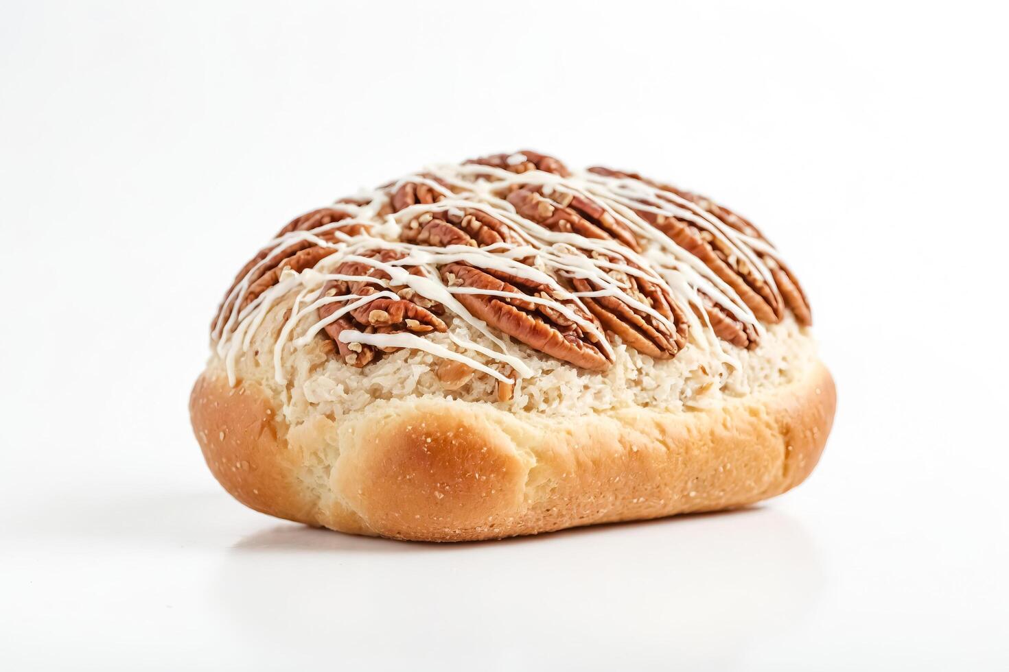 Pecan and Coconut Bread Roll with White Glaze photo