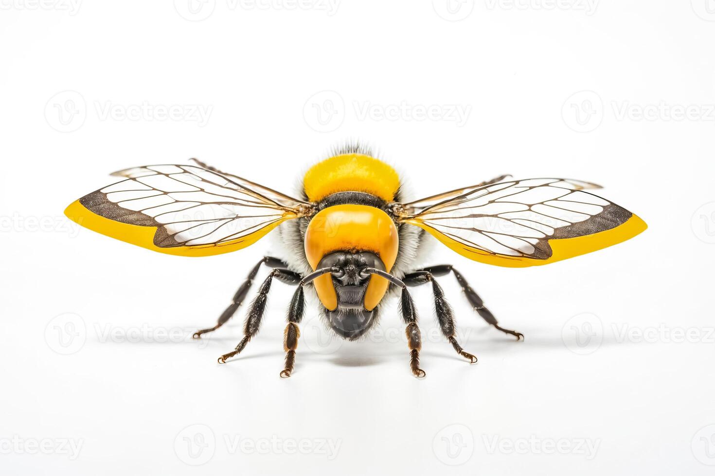 Close-Up of a Bumble Bee with its Wings Spread photo