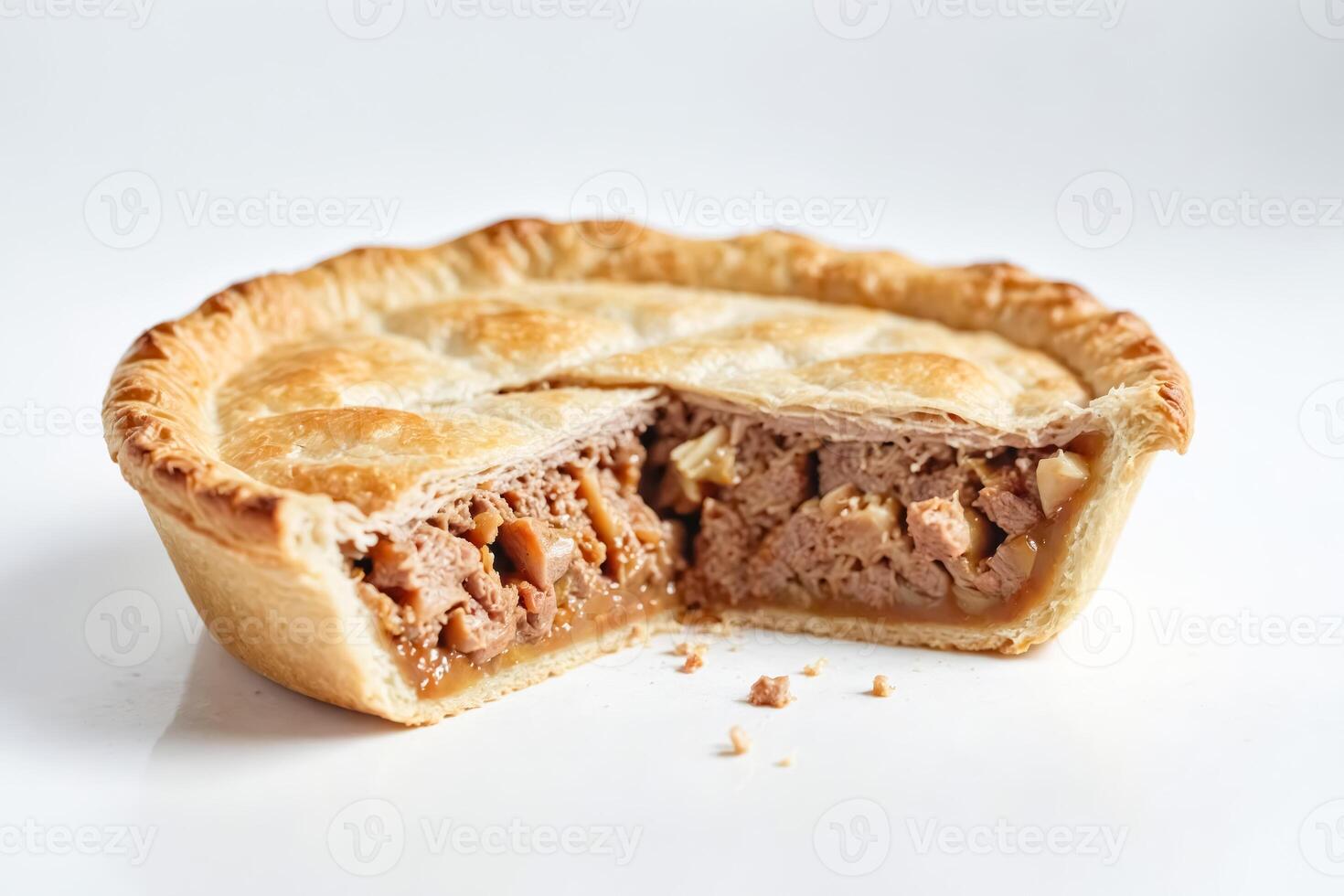 Savory Delight Sliced Meat Pie with Golden Crust photo