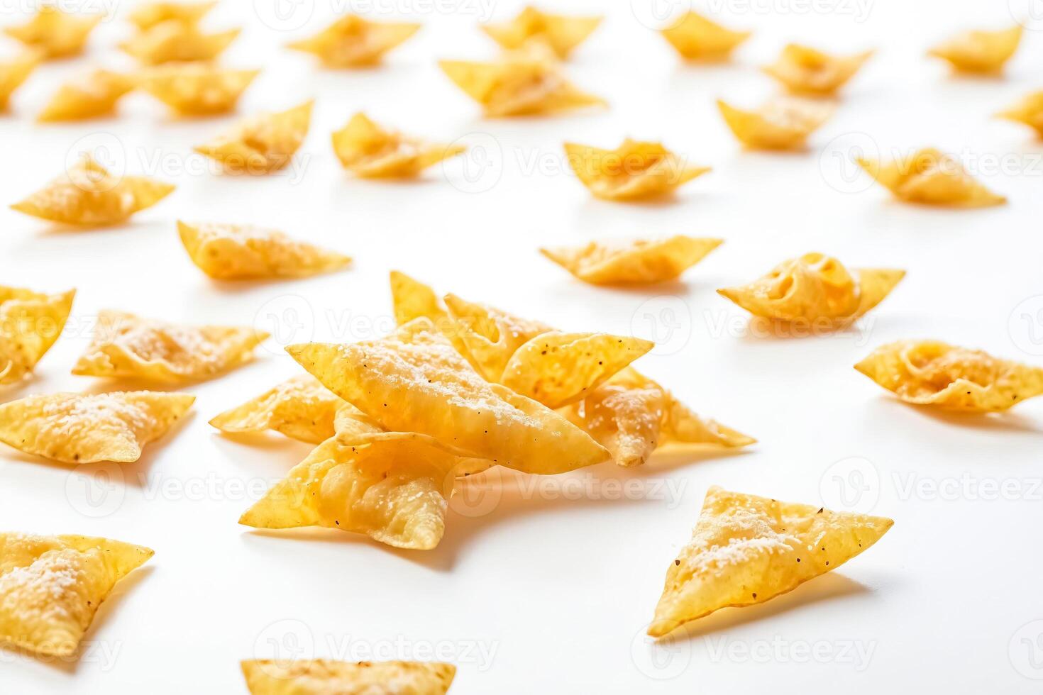 Salted tortilla chips on white background photo