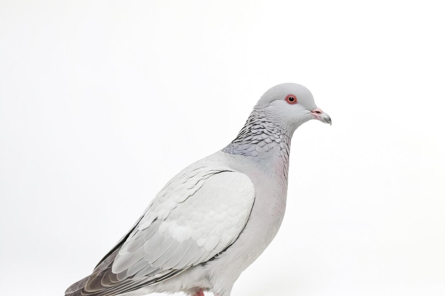 Close-up of a Gray Pigeon with White Background photo