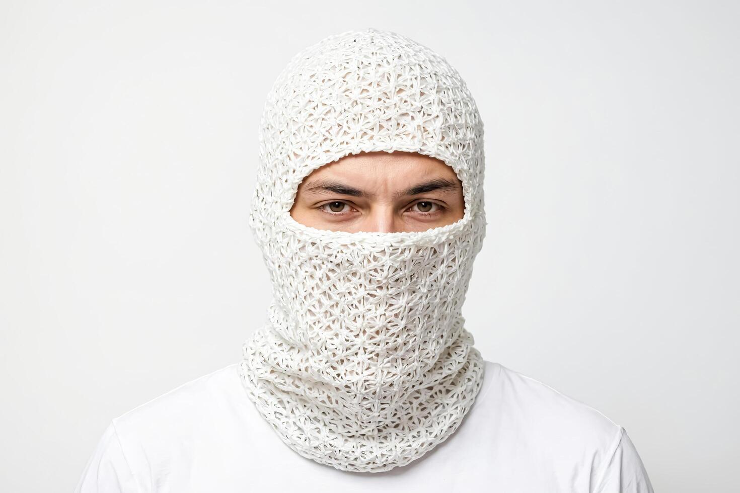 Anonymous Man Wearing a White Balaclava photo