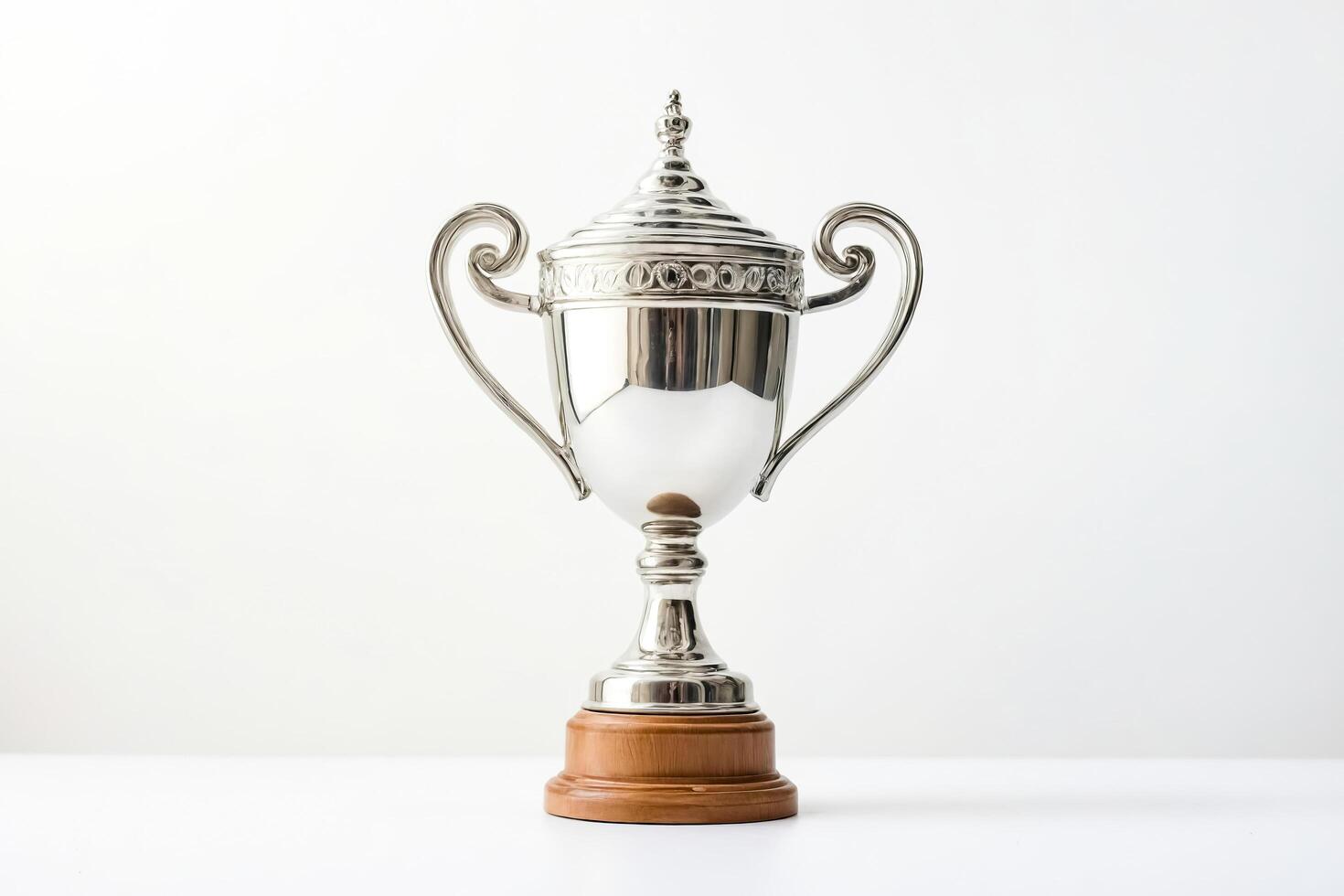Silver Trophy Cup With Wooden Base photo
