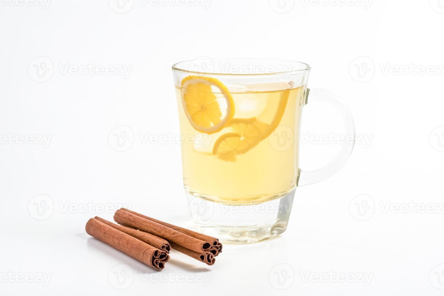 Cinnamon and Lemon Tea in a Glass Mug photo