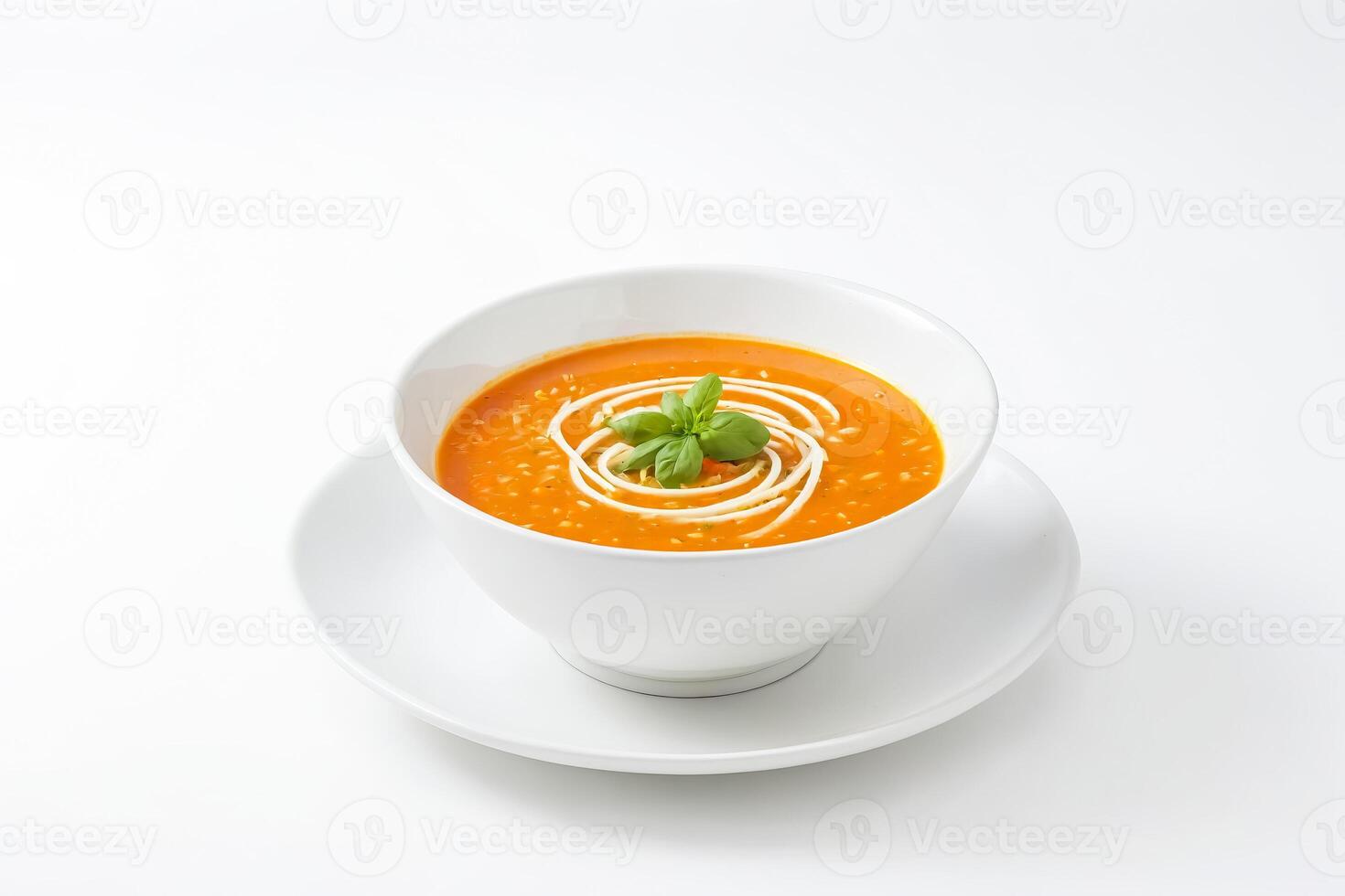 Tomato Soup with Basil and Cream Swirl photo