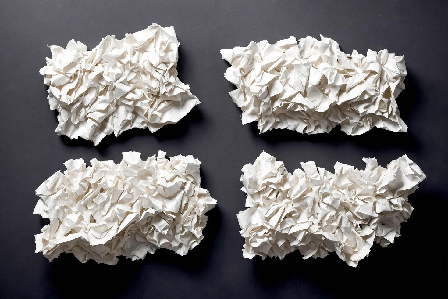 Crumpled Paper Balls on Black Background photo