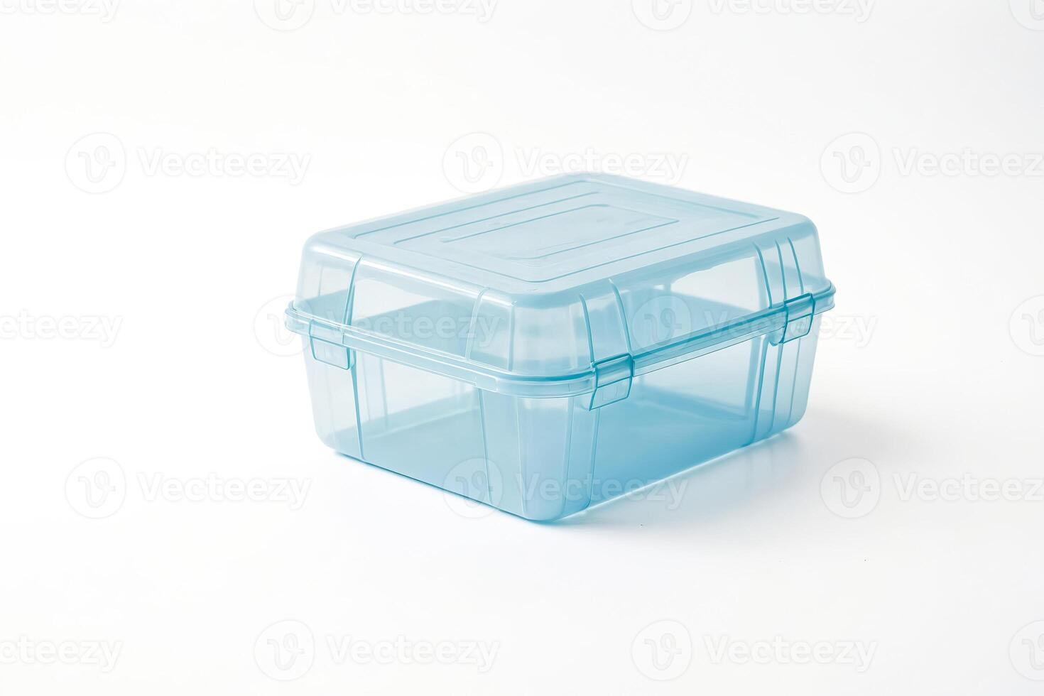Clear Blue Plastic Storage Box photo