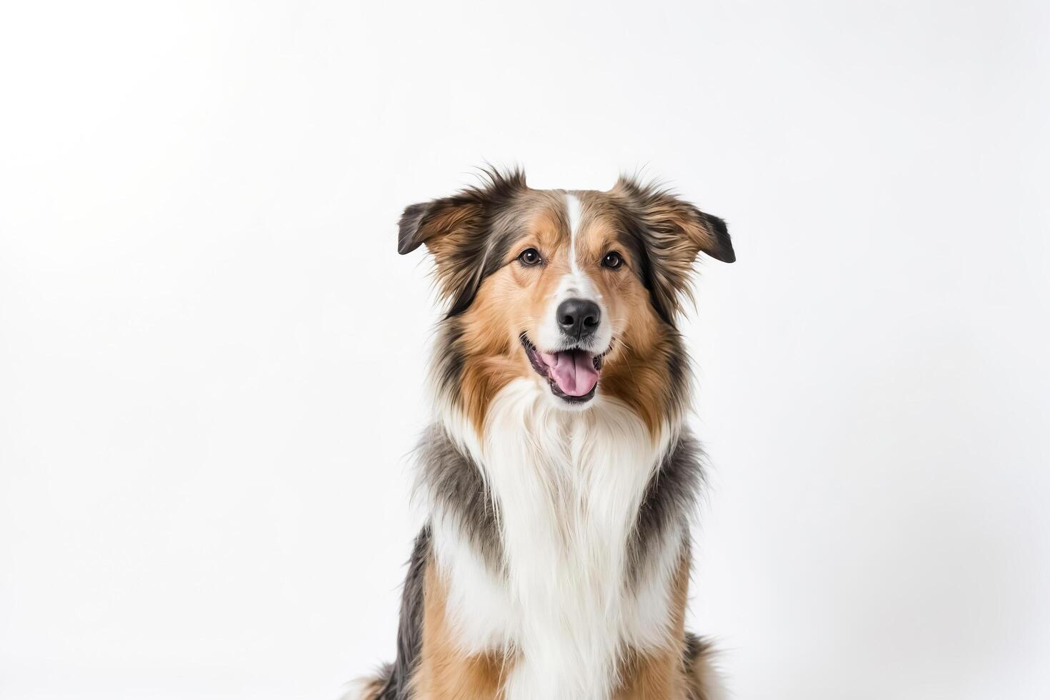 Happy Border Collie Sitting on White Background photo