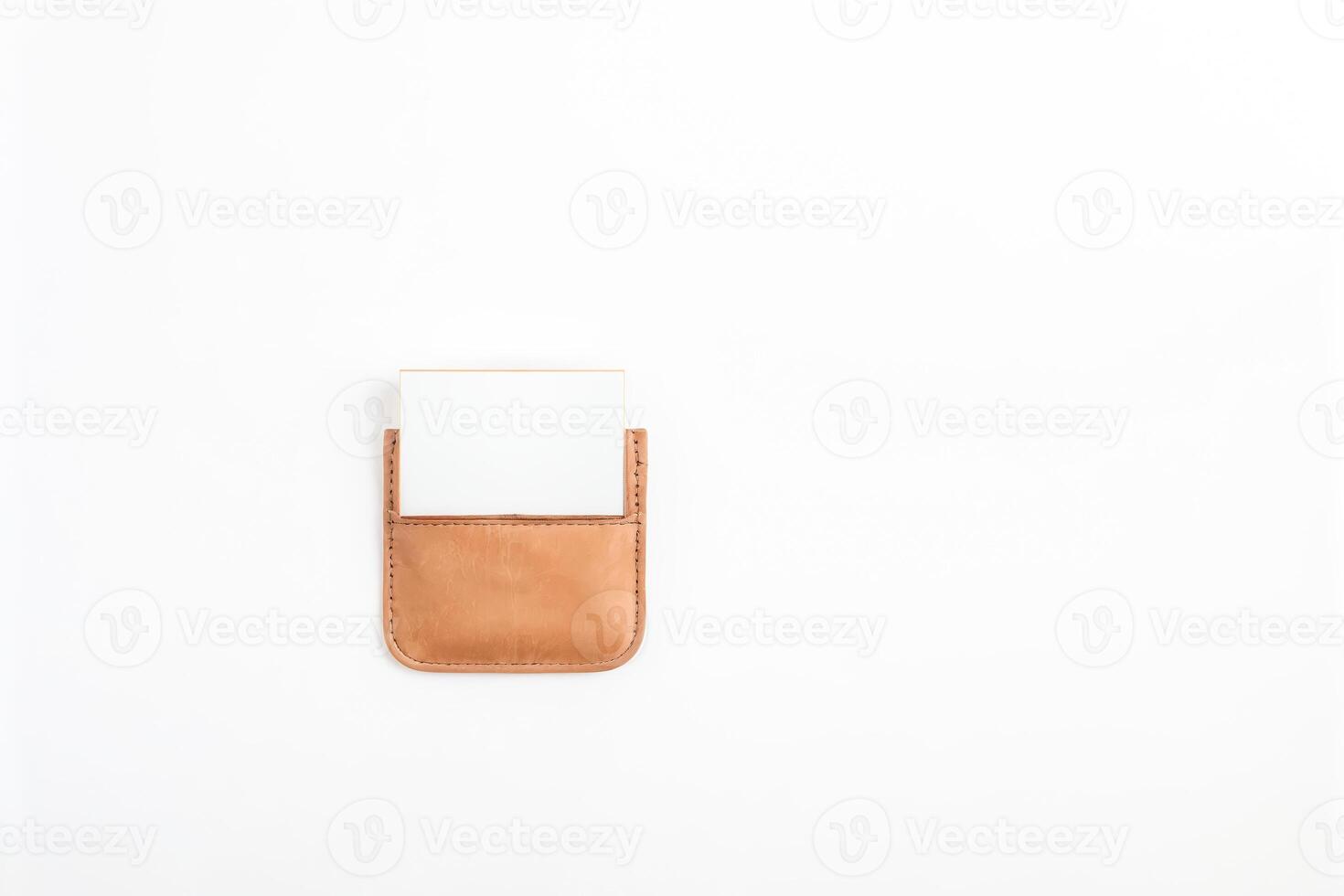 Blank White Card in a Leather Pocket photo