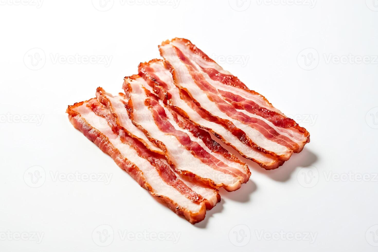 Crispy Bacon Slices on White Background photo