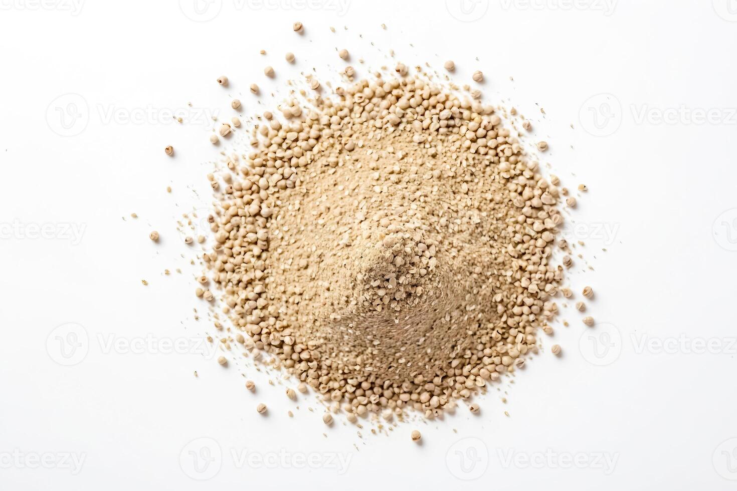White Peppercorns and Ground White Pepper on White Background photo
