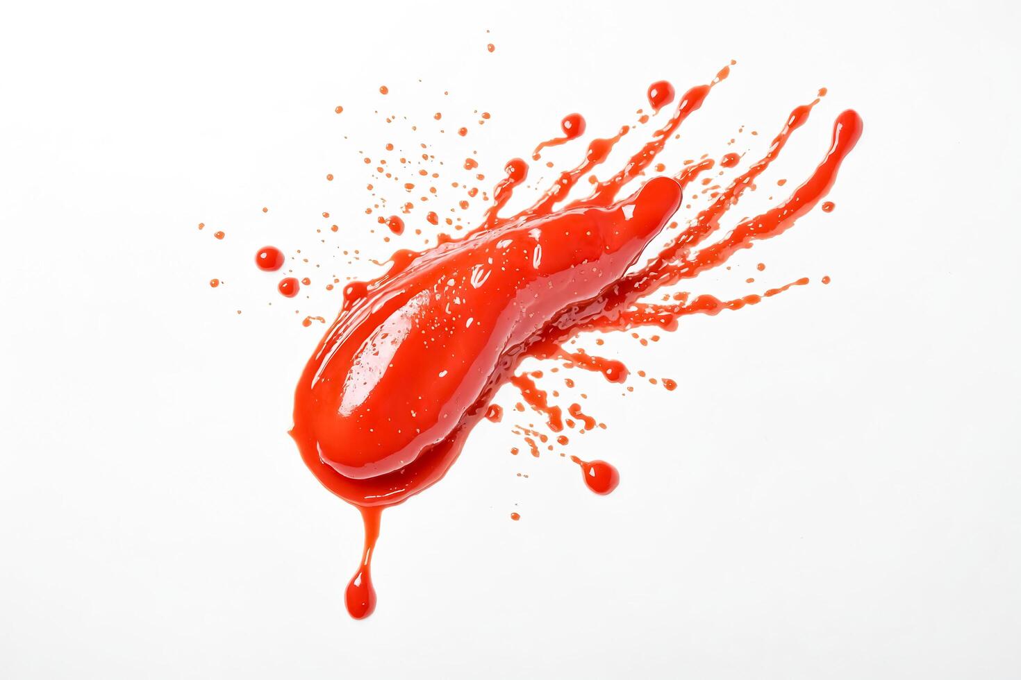 Red Sauce Splashes on White Background photo