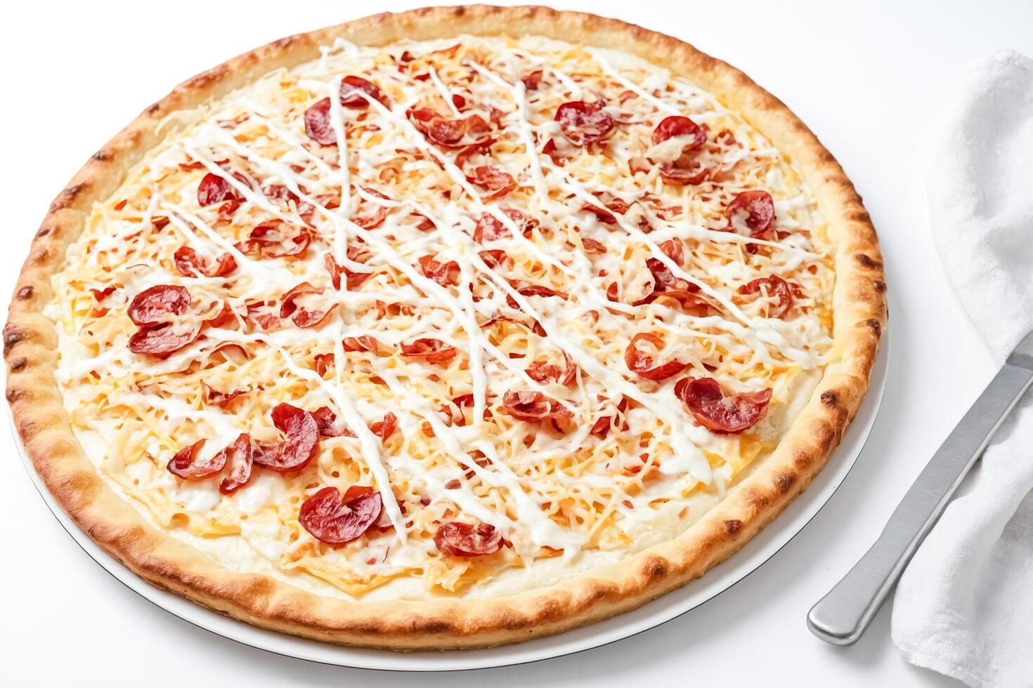 Delicious pizza with pepperoni and cheese photo