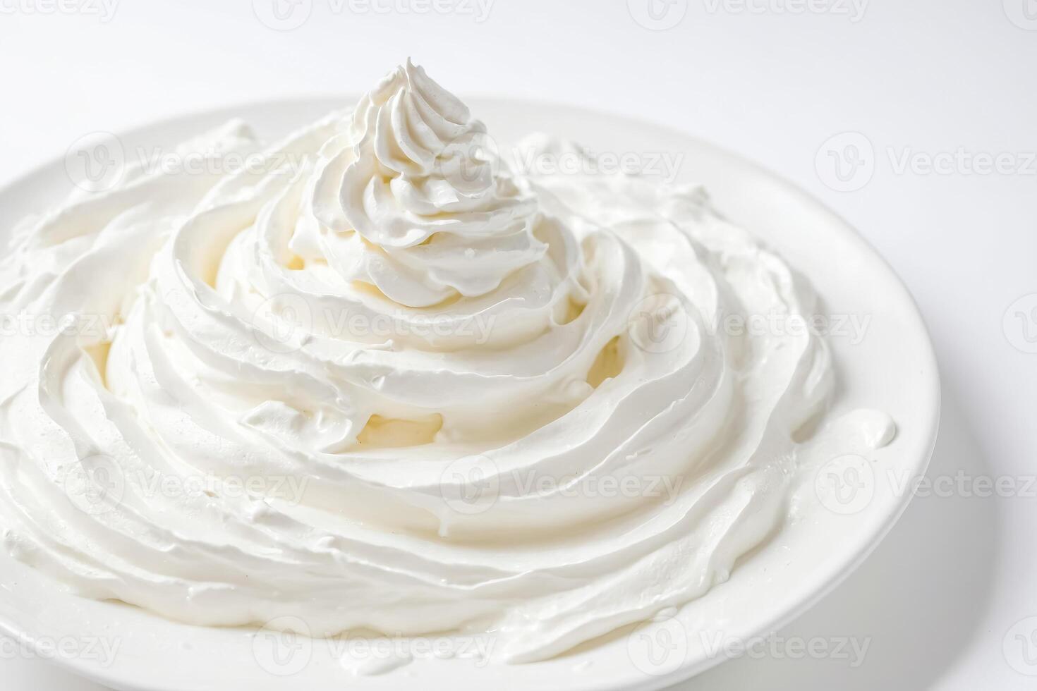 Whipped Cream Swirl on White Plate photo