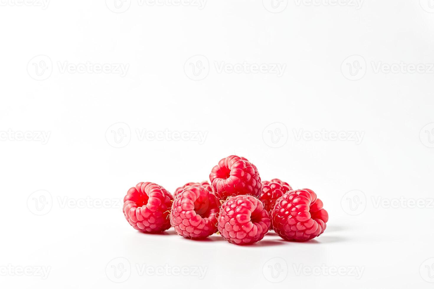 Fresh Red Raspberries Isolated on White Background photo
