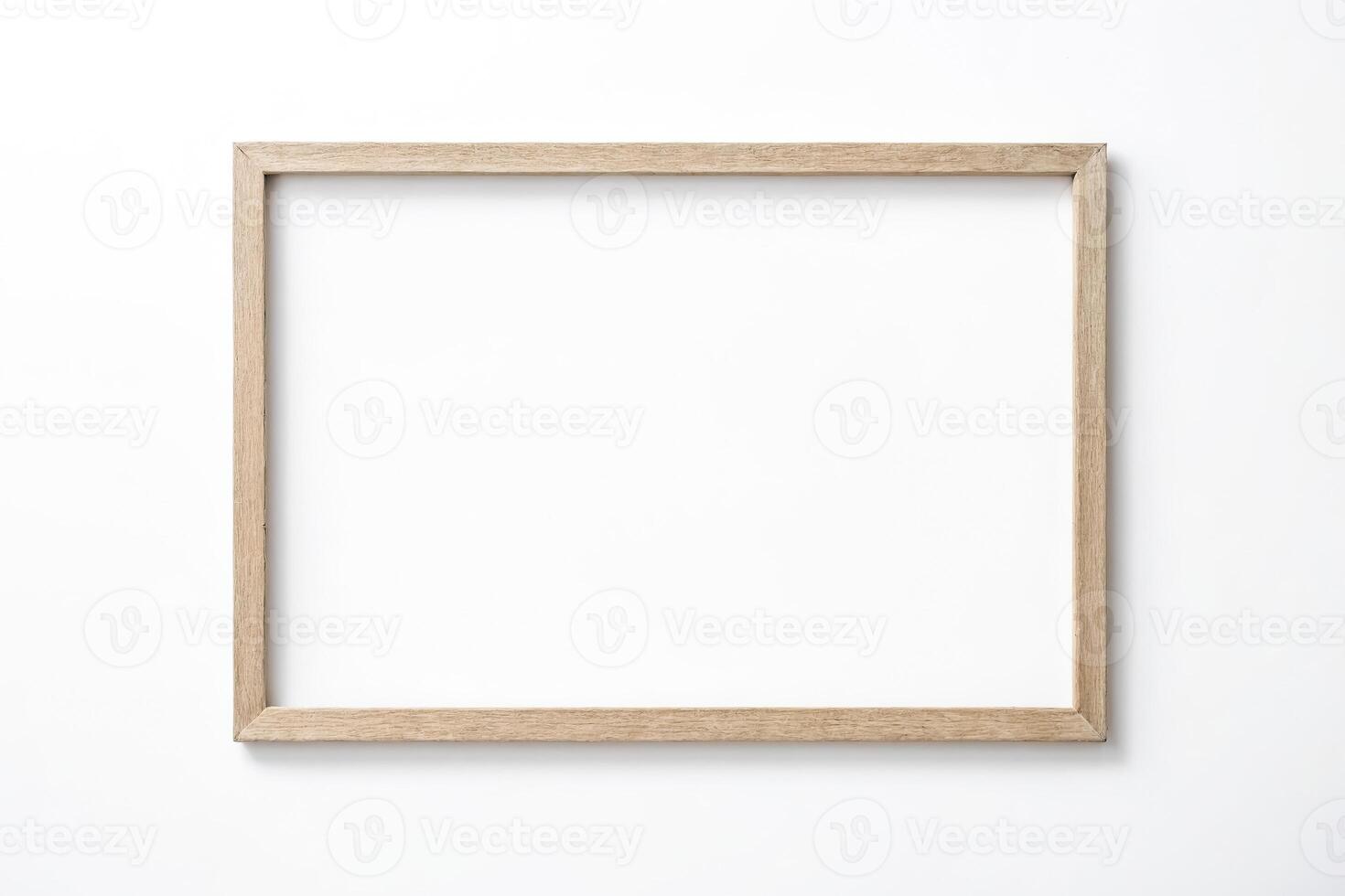Empty Wooden Frame on White Background photo