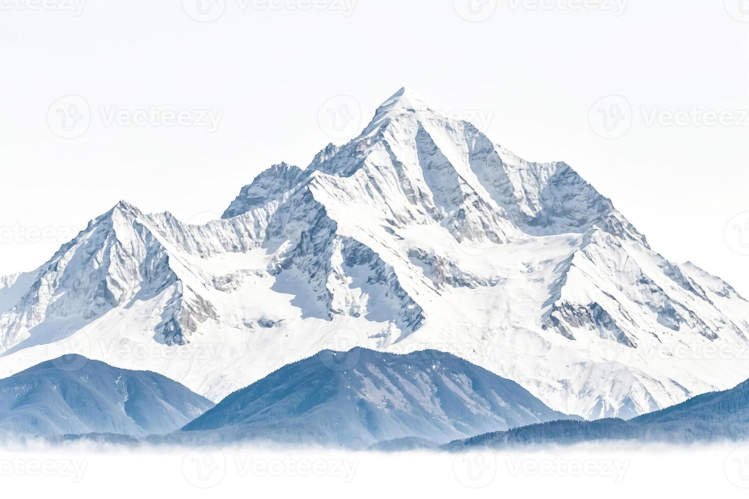 Snowy Mountain Peak with Fog photo