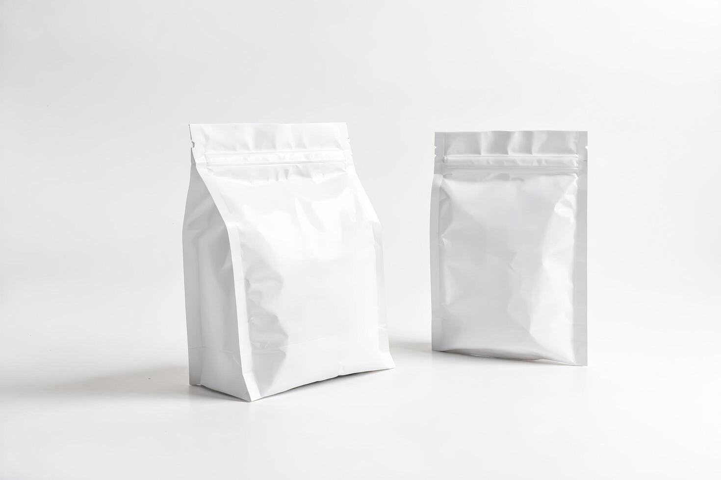 White Blank Stand Up Pouch Bags Mockup photo