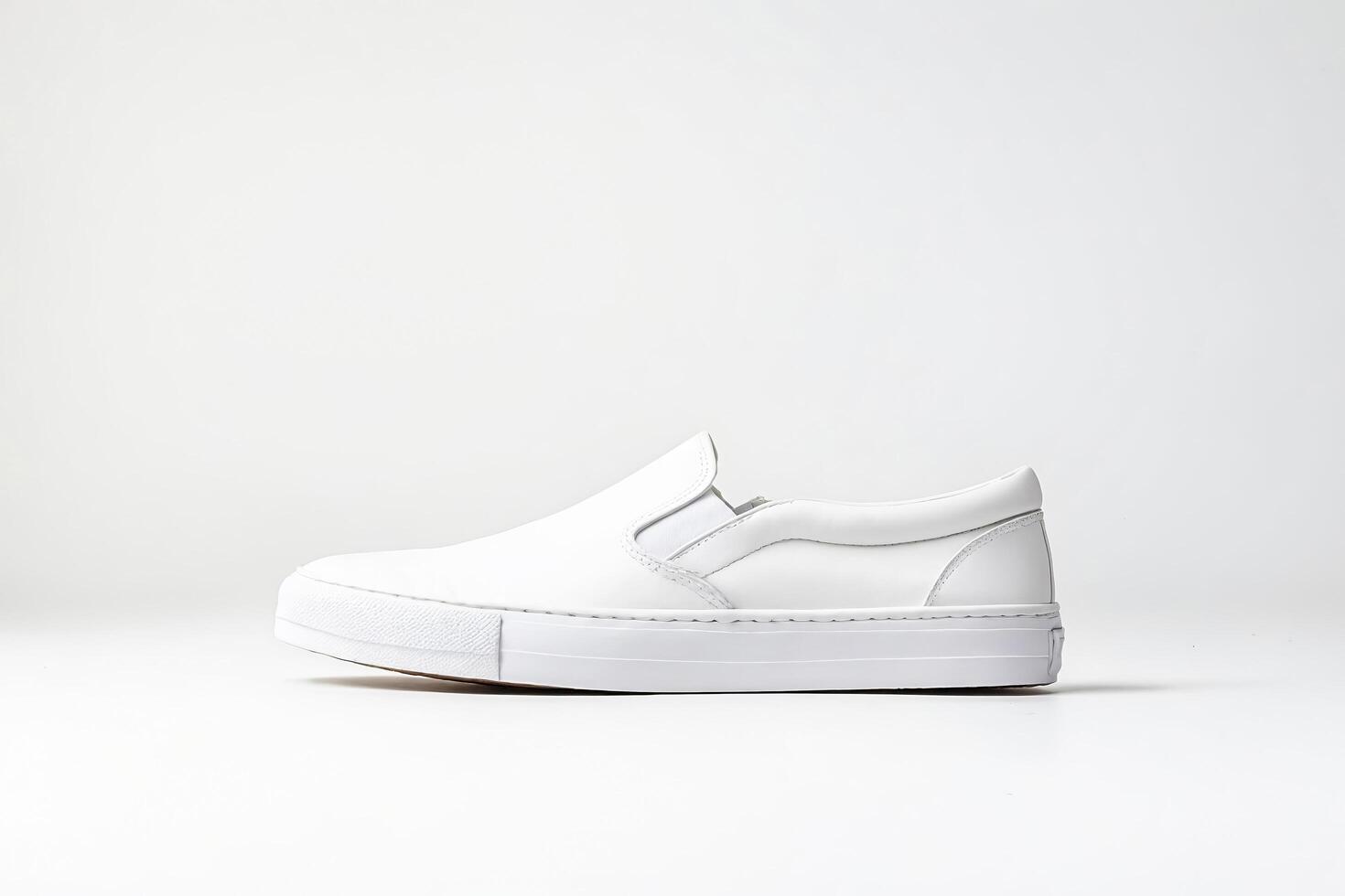 White Leather Slip-On Sneaker with Thick Platform Sole photo