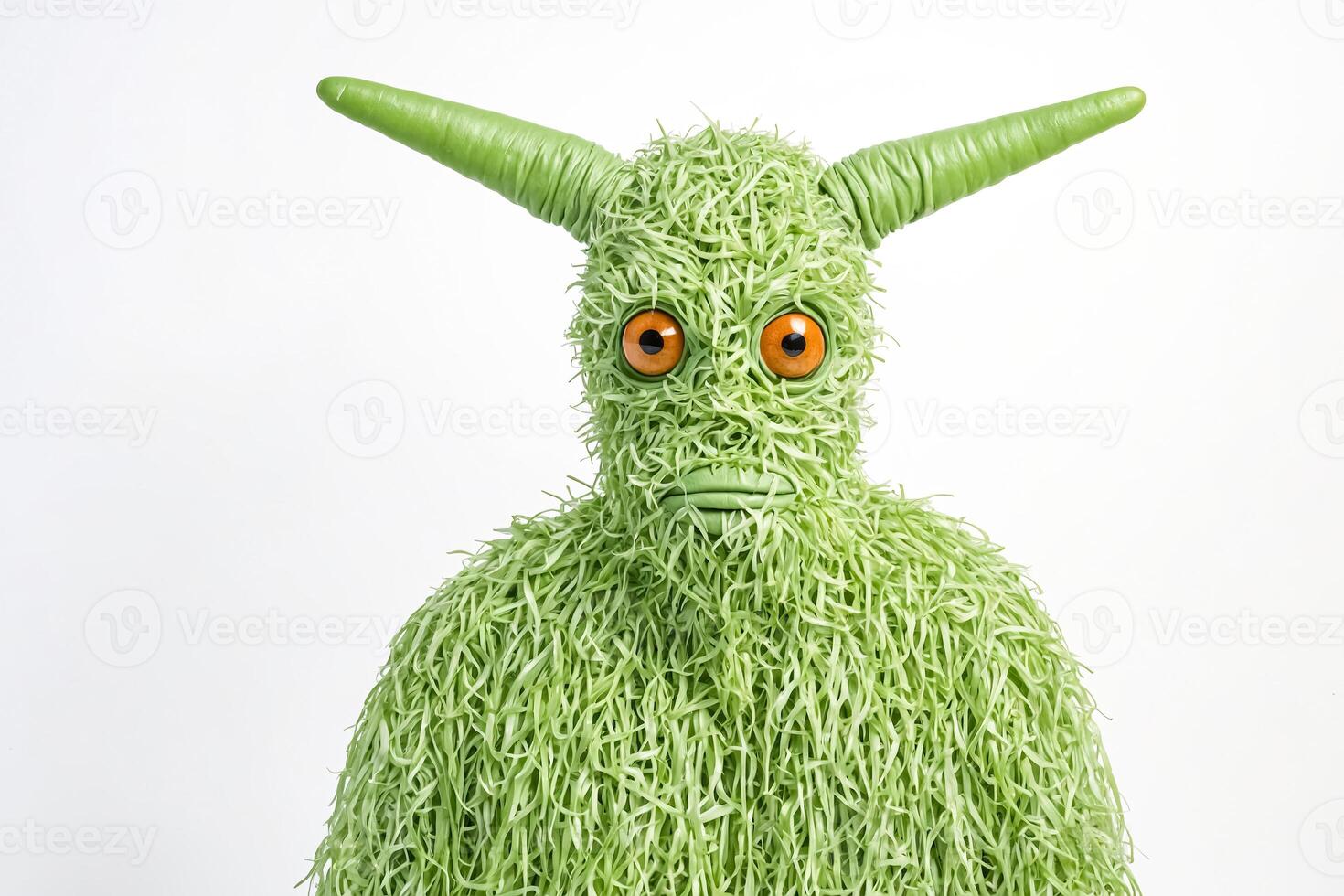 Grassy Creature With Big Orange Eyes photo