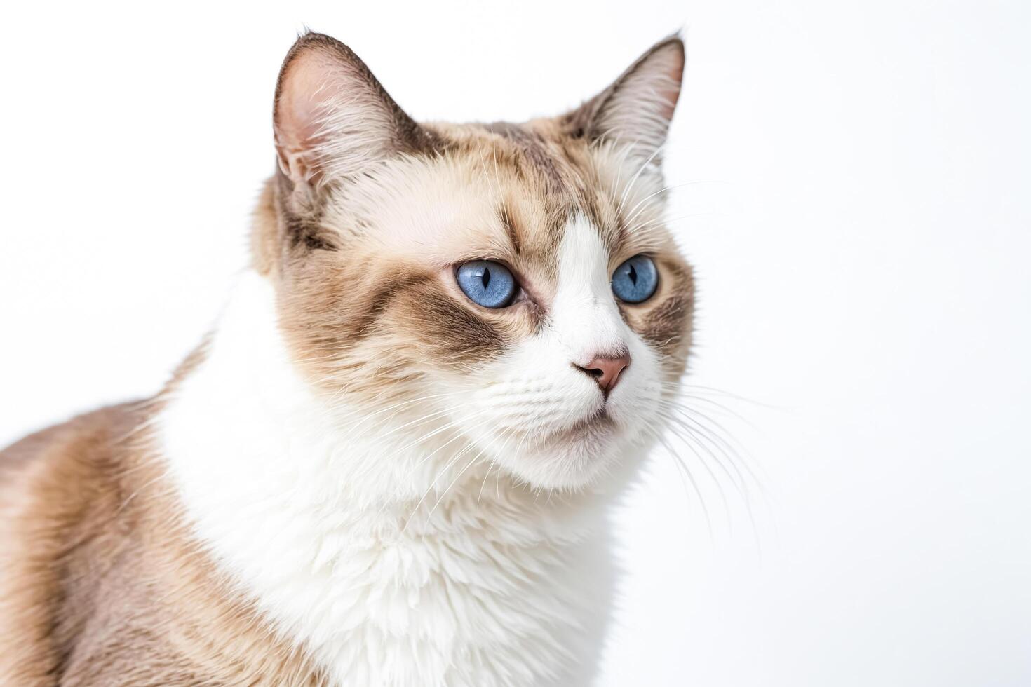 Close Up Portrait of a Ragdoll Cat with Blue Eyes photo
