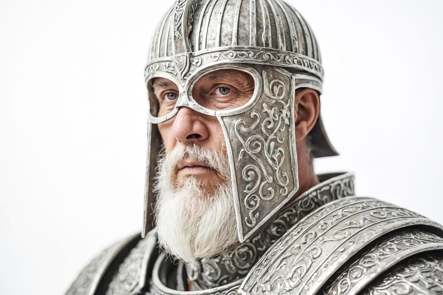 Close-up Portrait of a Man in Medieval Armor photo