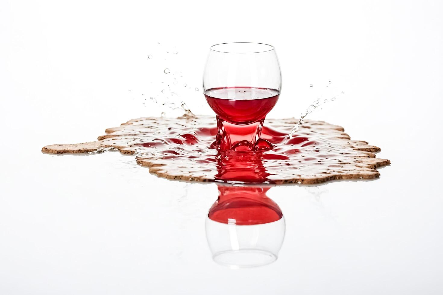 Red Wine Glass Splashing On Cork photo