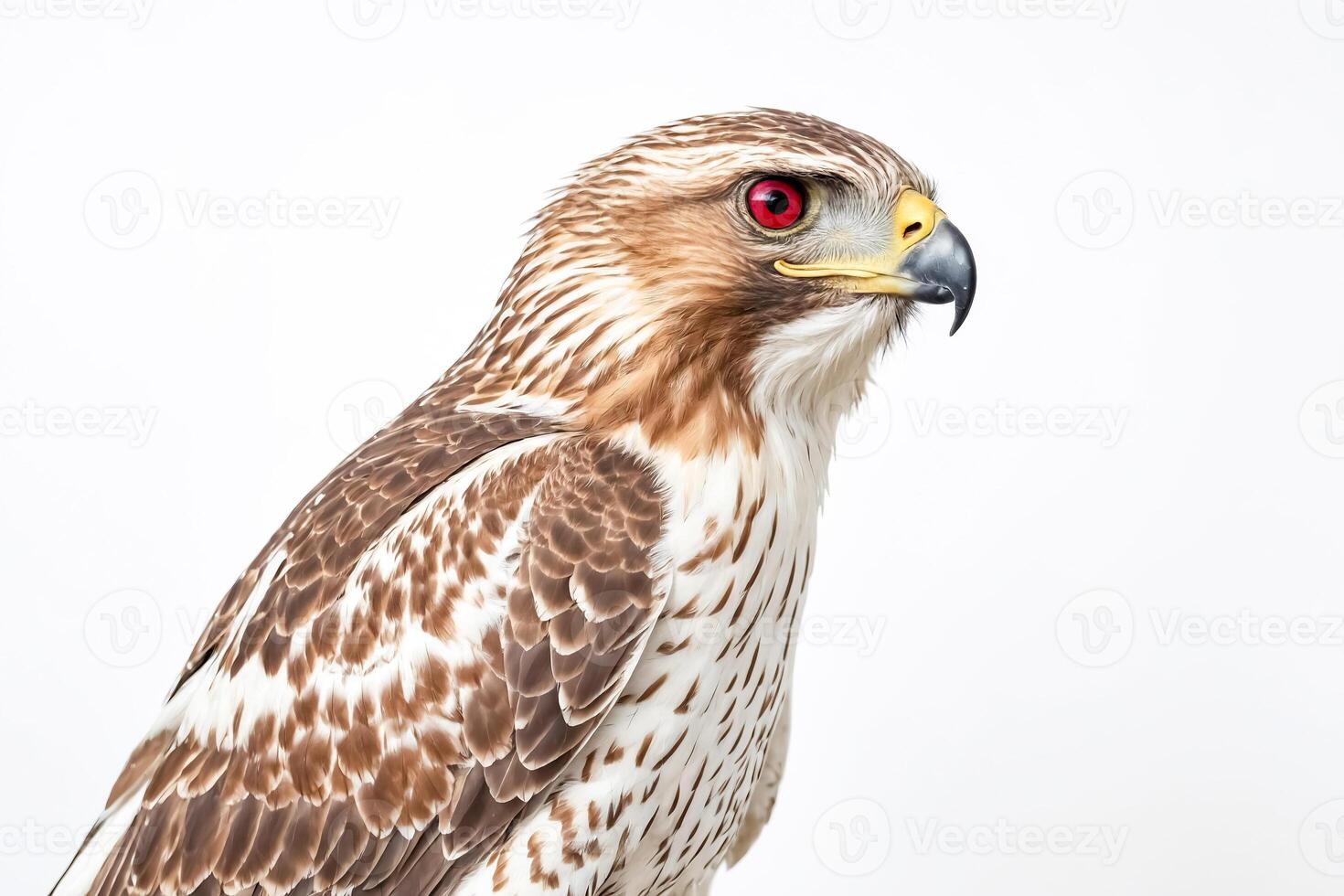 Close-up of a hawk with red eyes photo