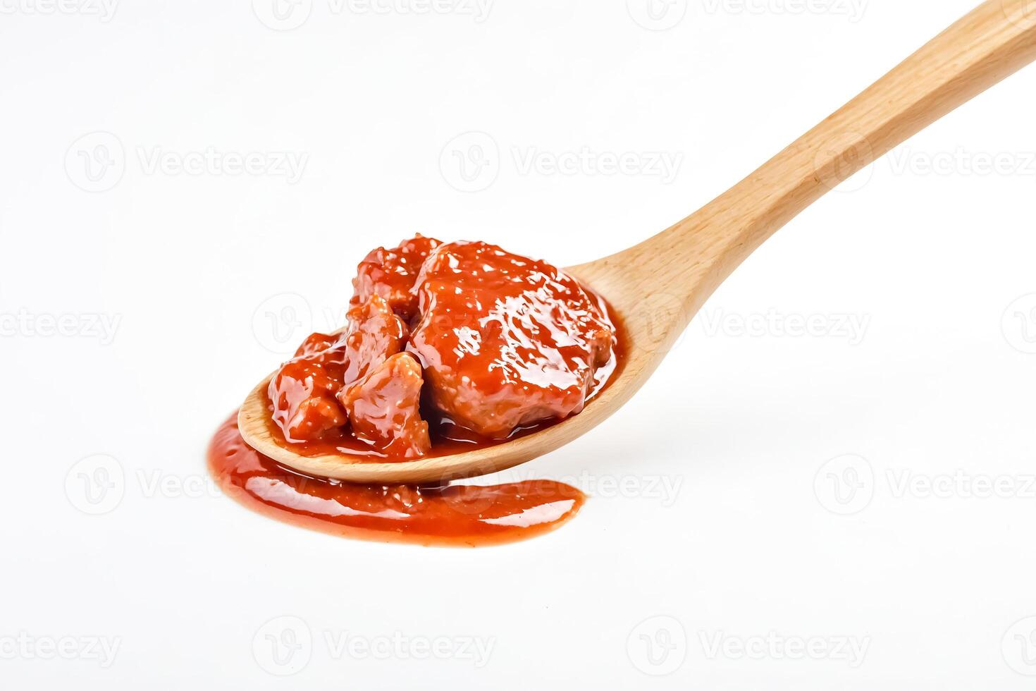 Close-up of Beef Stew in a Wooden Spoon photo