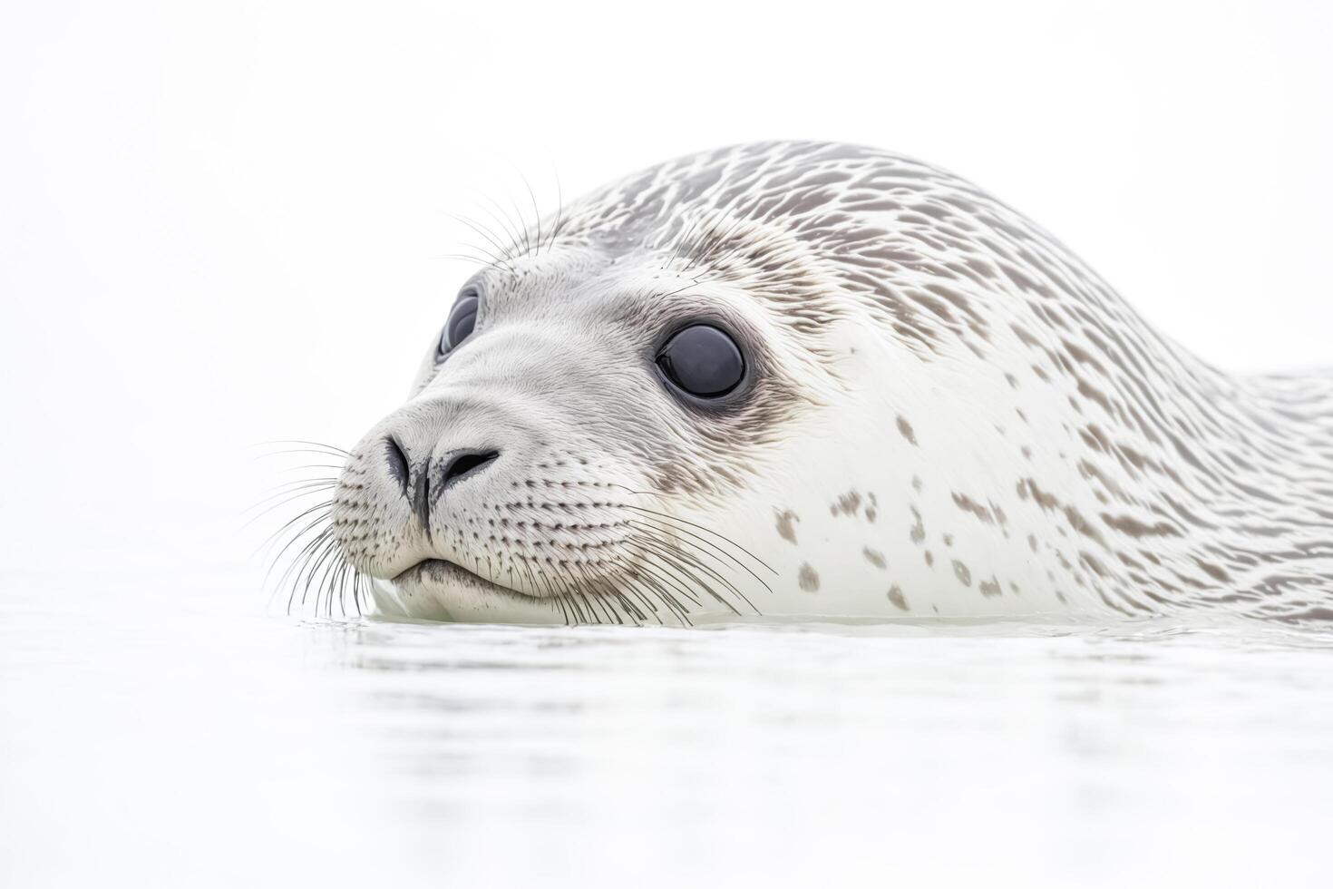 Close-up of a harbor seal's face in the water photo