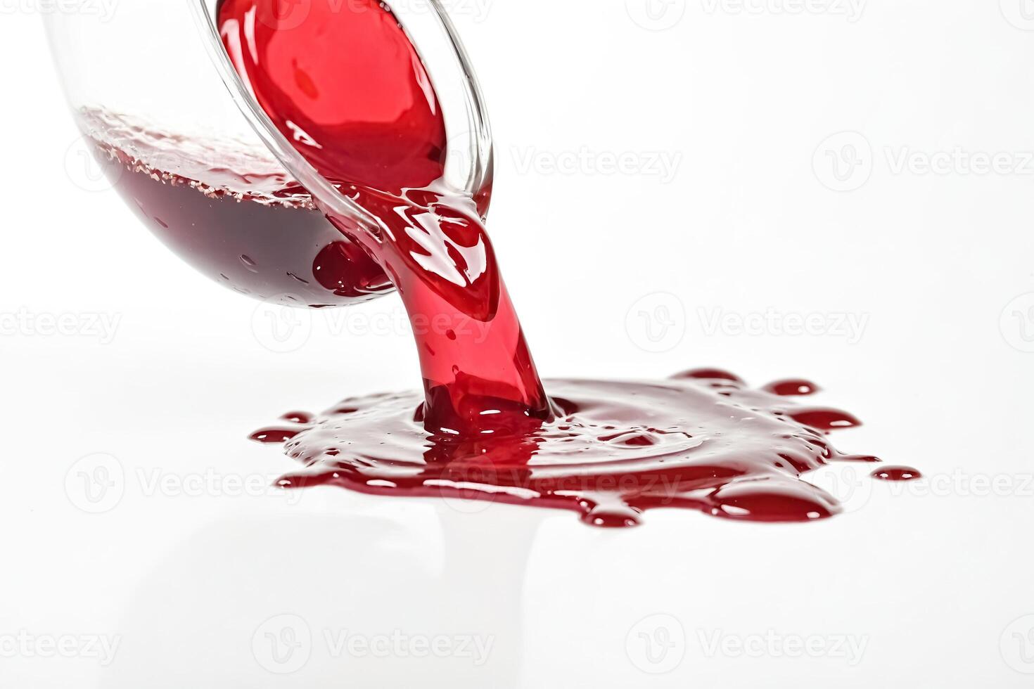 Red liquid pouring from a glass photo