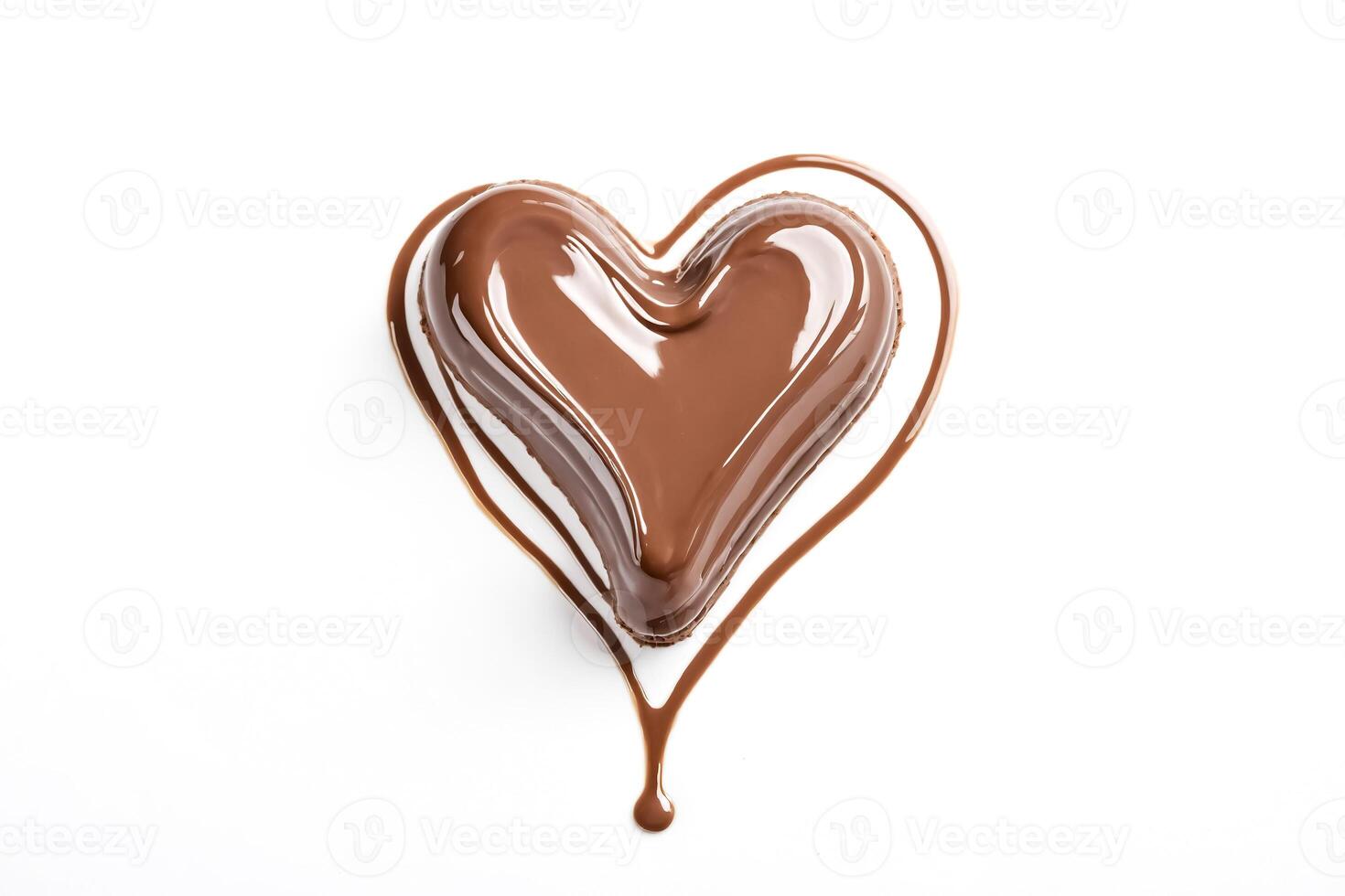 Chocolate Heart Dripping on White Background photo