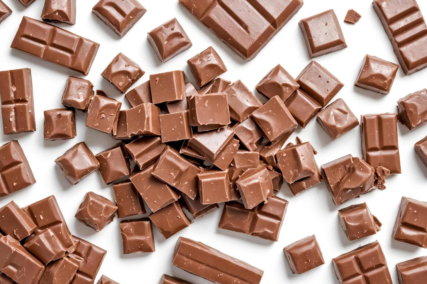 Milk Chocolate Pieces On White Background photo