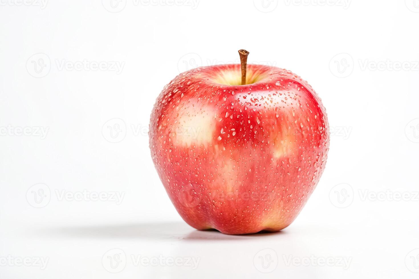 Red Apple with Water Drops on White Background photo