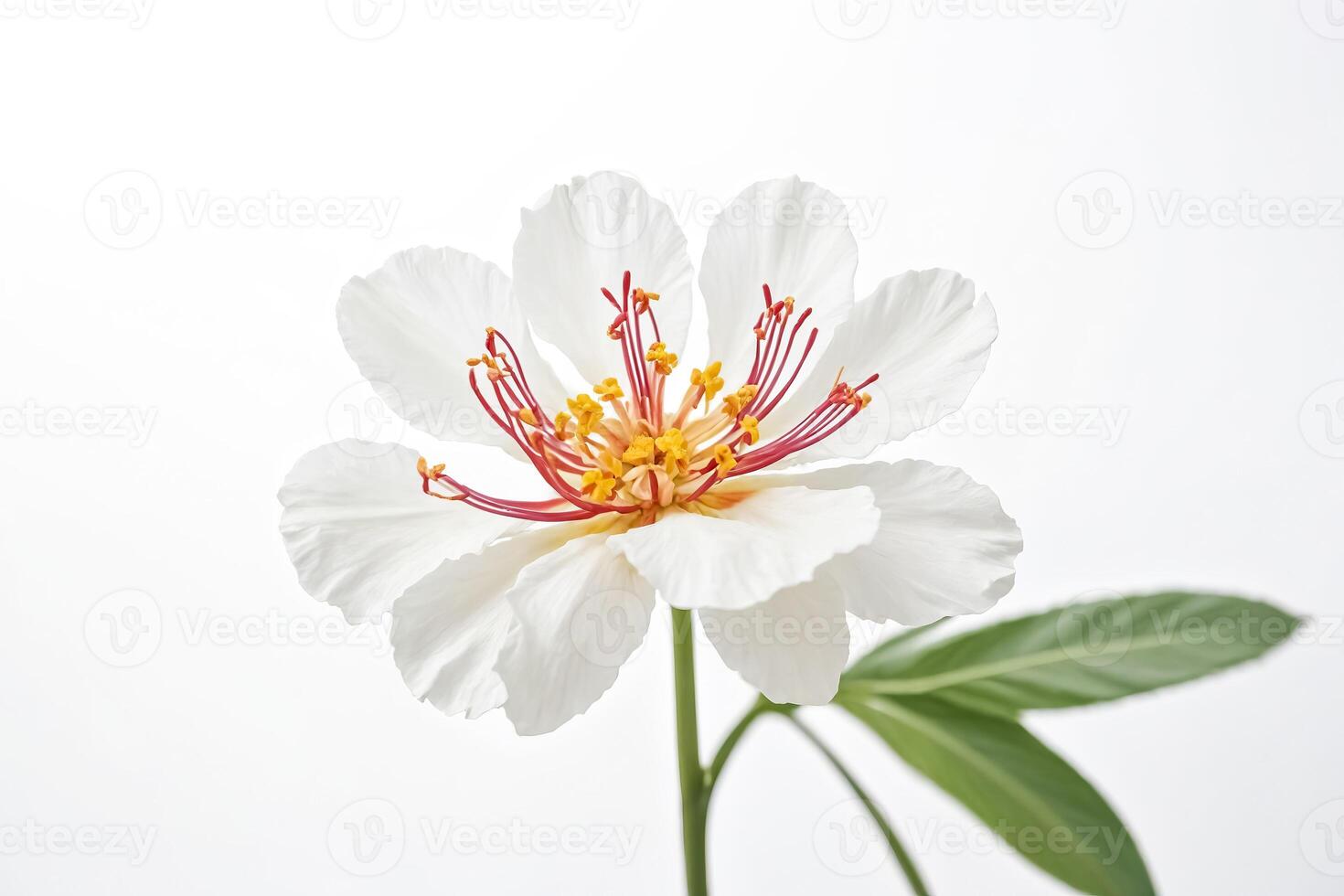 White Flower with Red Stamens photo