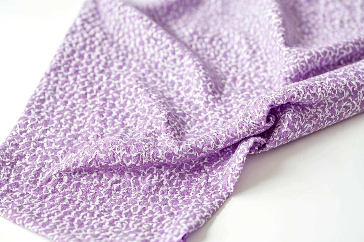 Closeup of Purple and White Fabric with Soft Texture photo