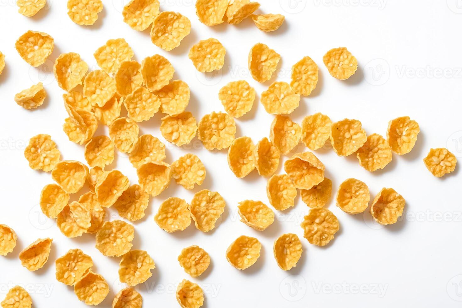 Close-up of Cornflakes on White Background photo