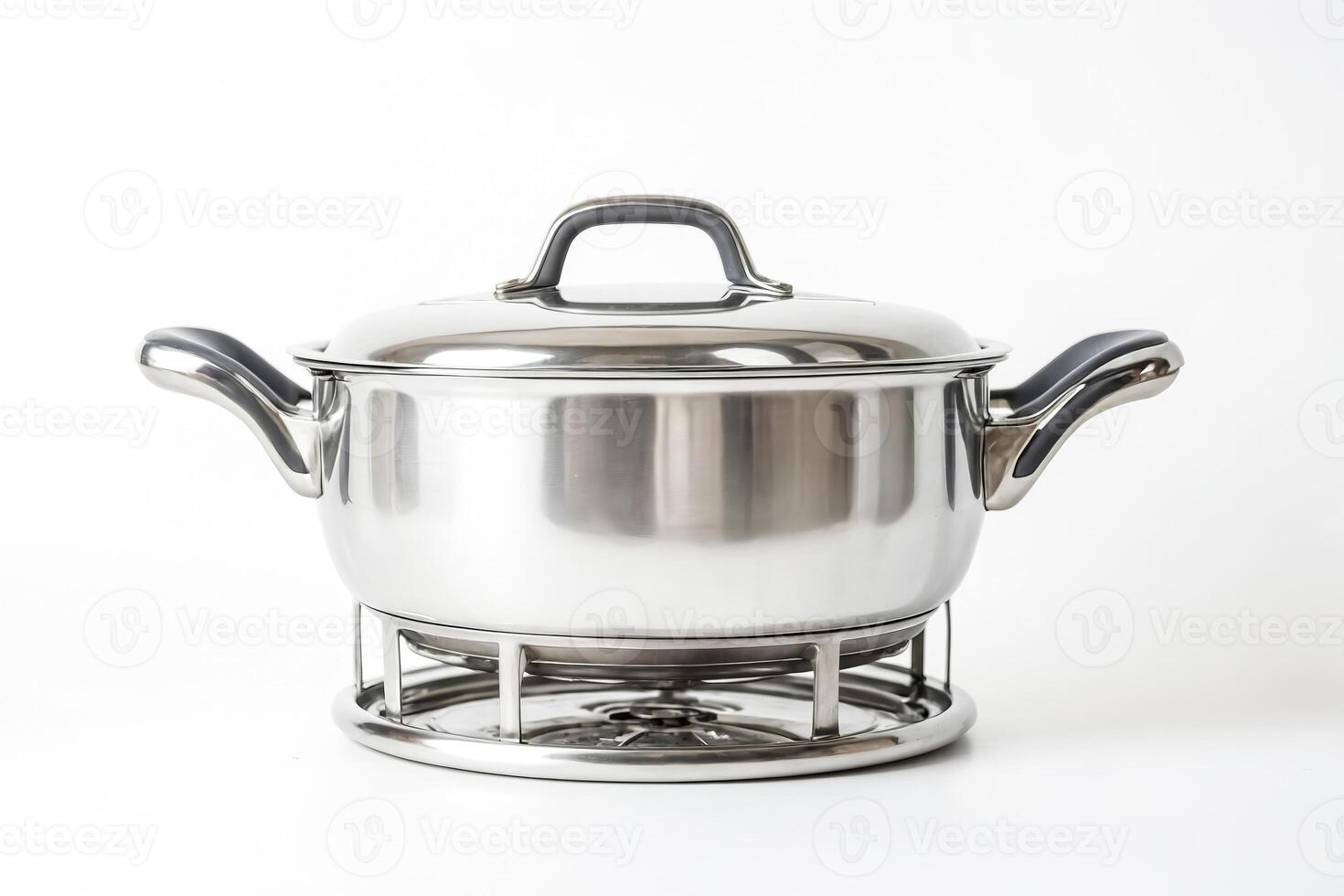 Stainless Steel Pot with Lid and Stand photo